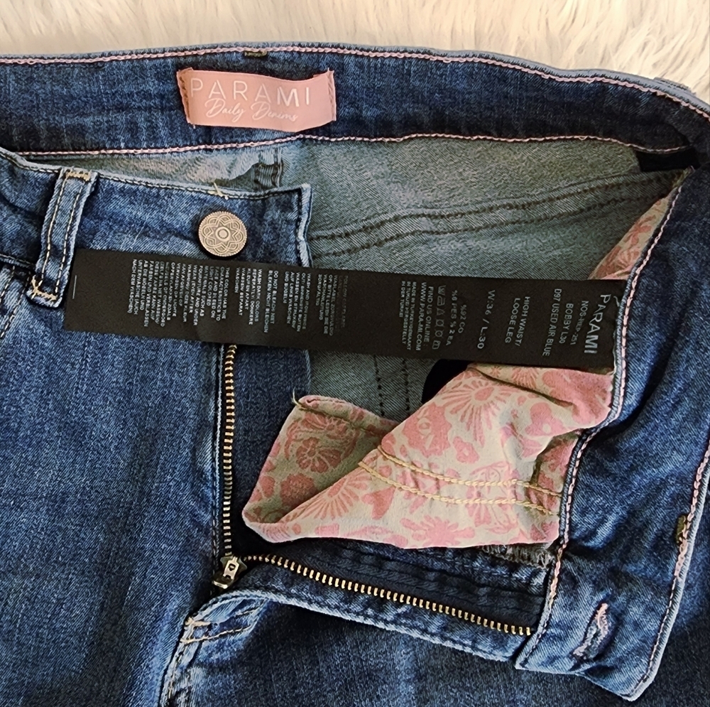 PARAMI JEANS LOOSE LEG HIGH WAIST AIR BLUE FROM TURKEY WOMENS SIZE  EU W:36 L:30 - Picture 5 of 14